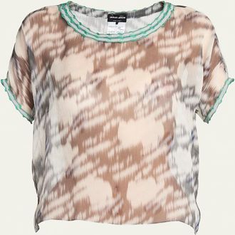 Giorgio Armani Abstract Leopard Print Sheer Blouse