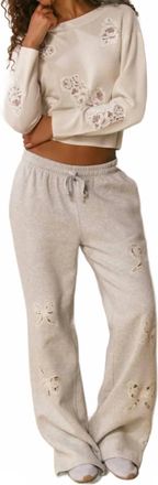 LoveShackFancy Elma Straight Leg Sweatpants In Grey