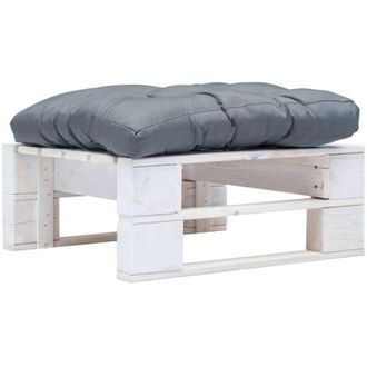 vidaXL Otomana De Palets De Jard&iacute;n Con Coj&iacute;n Gris Madera Blanca Vidaxl