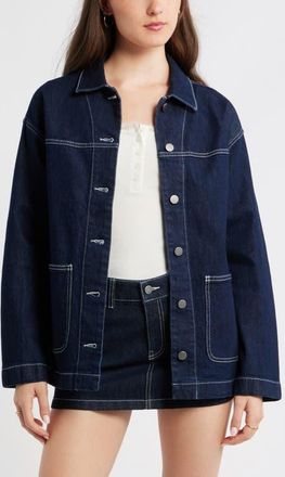 BP. Oversize Denim Jacket in Highland Wash at Nordstrom, Size Xx-Small