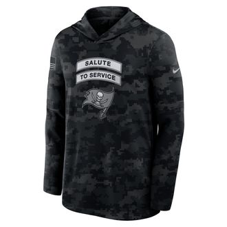 Nike Tampa Bay Buccaneers Salute to Service Sideline Nike Mens Dri-FIT NFL Long-Sleeve Hooded Top in Black | 03B90ILOA2V-YUN