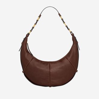 Saint Laurent Womens Hobo Bag Lambskin Brown Leather Shoulder