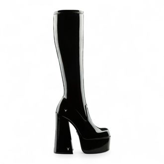 Windsor Smith Shiny Knee-High Sock Platform Goth Heel Boots