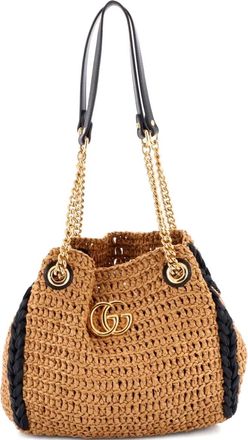Gucci GG Marmont Chain Raffia Small tote bag - Zwart