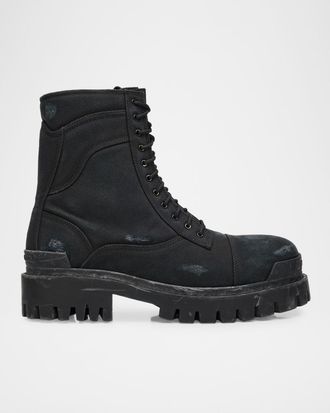 Balenciaga Men & apos;s Combat Strike Lace-Up Boots