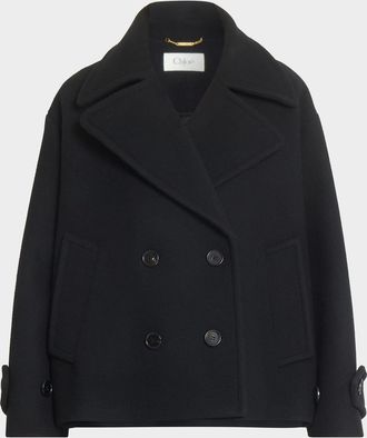Chlo&eacute; Double-Breasted Wool Short Coat