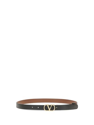 Valentino Garavani Womens Reversible Vlogo Signature Belt Nero-Deep Caramel Calf Leather Bos Taurus E Braces Nero/deep