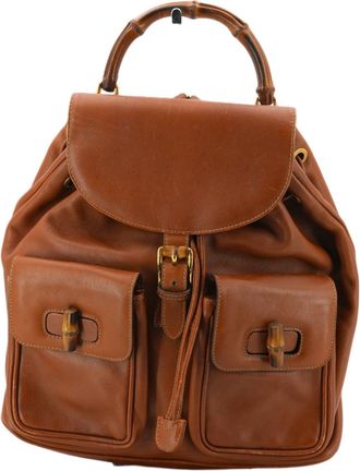Gucci Gucci Leren Rugzak Bamboe