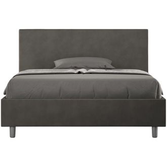 ITYhome Letto Matrimoniale rivestito in Microfibra - adele - Colore: Grigio - Tipologia Letto: Con Rete e Contenitore - Dimensione Rete: 150x190