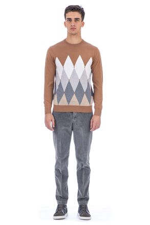 Ballantyne Diamond Cotton-Cashmere Crewneck Sweater