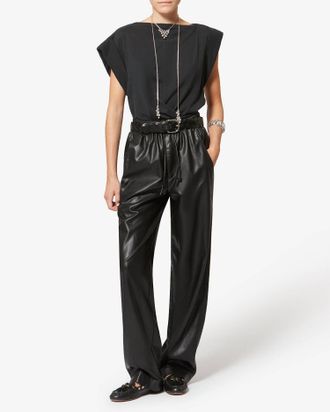 Isabel Marant Nereane Pants In Fluid Leather Black