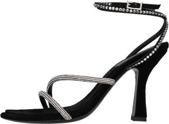 3Juin 3Juin, Schoenen, Dames, Zwart, 38 EU, Leer, Sandaletten van fluweel en strass
