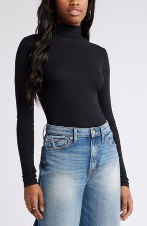 BP. Turtleneck Rib Top in Black at Nordstrom Rack, Size Medium