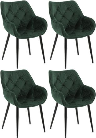 Clp Set De 4 Sillas Tanna De Sal&oacute;n En Terciopelo Verde