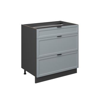 Vicco Mueble Bajo De Cocina Fame-line, Azul Claro-gris, 80 Cm Con 3 Cajones, Sin Encimera Vicco