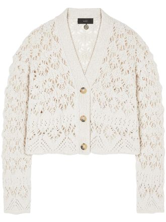Alanui Open-Knit Cropped Cardigan with Scalloped Edges