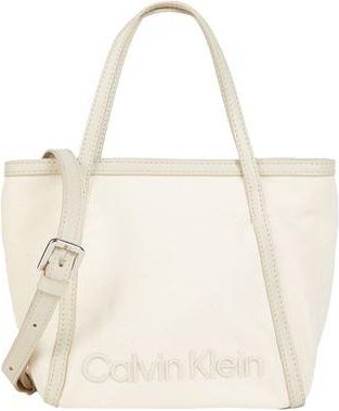 Calvin Klein Summer Mini Shopper Tote for Women in Cream Canvas with Two-Tone Design