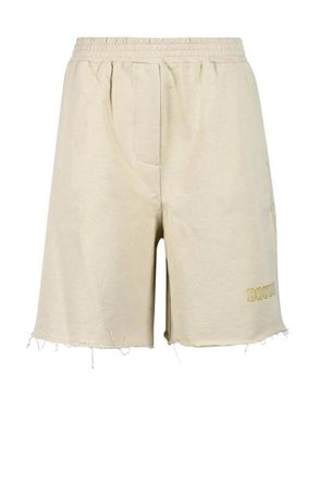 Douuod Beige Frayed Cotton Shorts