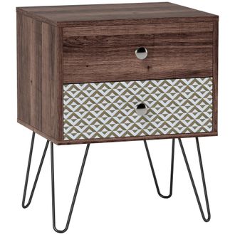 HOMCOM 2-Drawer Nightstand - Sofa Bedside Table for Living Room - Bedroom | TJ Hughes