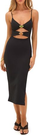 Vix Petra Cutout Detail Cover Up Midi Dress in Black at Nordstrom, Size X-Large