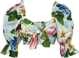 Dolce & Gabbana Multicolour floral cotton cropped bustier top Size XS