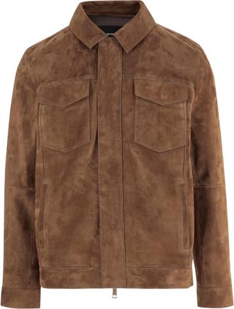 Yves Salomon Brown Shirt Collar Jacket