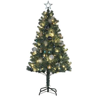 HOMCOM 5ft Artificial Christmas Tree With LED Lights And Blue Decorations | TJ Hughes