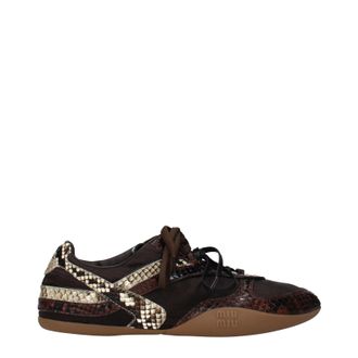 Miu Miu Donnas Sneakers Tessuto Marrone/Testa Di Moro