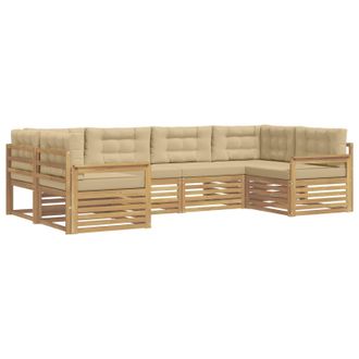 vidaXL Conjunto De Sof&aacute;s De Exterior Con Coj&iacute;n 6 Pcs Y Beige Vidaxl