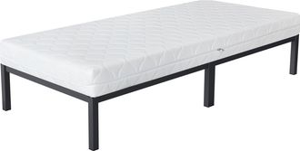 ML Design Ml-design - Cama De Estructura Metalica Antracita 90x200 Cm Sobre Marco De Acero Inoxidable Con Colch&oacute;n De Espuma Fr&iacute;a 16cm De Altura Con Certificaci&oacute;