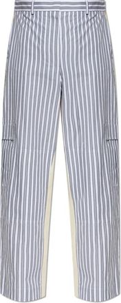 Stella McCartney Oversized Cargo Broek met Gemengde Strepen - Dames - Wijde Broeken - Blauw - M - Katoen - Broeken