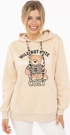 Zwillingsherz Hoodie ZWILLINGSHERZ Wild But Cute, Damen, Gr. L/XL, beige, Sweatware, Obermaterial: 80% Polyester, 20% Baumwolle, Sweatshirts Hoodie, Mini-Me,mit nie
