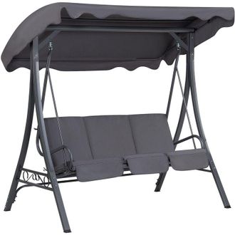 Beliani Beliani - Modern Outdoor Swing 3 Seat Polyester Canopy Steel Frame Grey Garbo