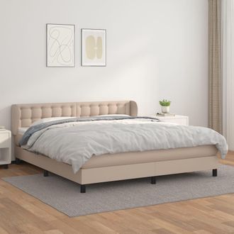 vidaXL Vidaxl - Cama Box Spring Con Colch&oacute;n Cuero Sint&eacute;tico Capuchino 180x200cm