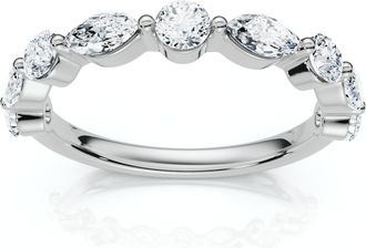 Pompeii3 3/4Ct Marquise & Round Diamond Stacking Band 14k Gold or Platinum Lab Grown