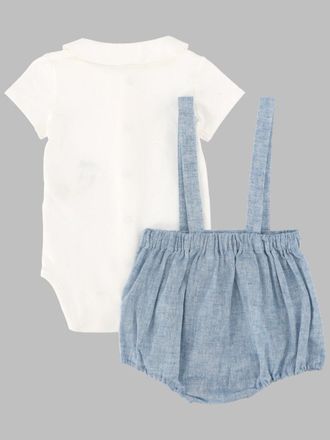 Tartine Et Chocolat Linen-Blend Bodysuit & Dungarees Set - Blue