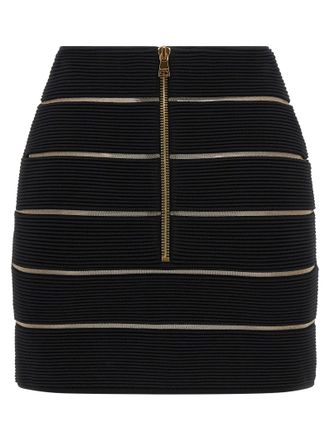 Balmain V-Waist Stretch Viscose Skirt - Black