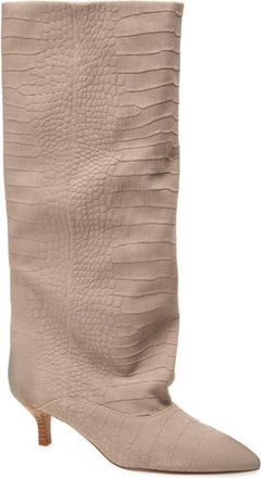 Kenneth Cole Brisbane Kitten Heel Pointed Toe Knee High Boot in Mocha Taupe Suede at Nordstrom, Size 6.5