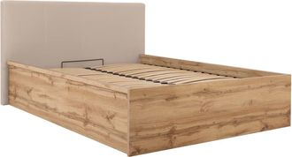 Petits Meubles Cama canap&eacute; 160x200 con cabecero tapizado y somier estratificado beige