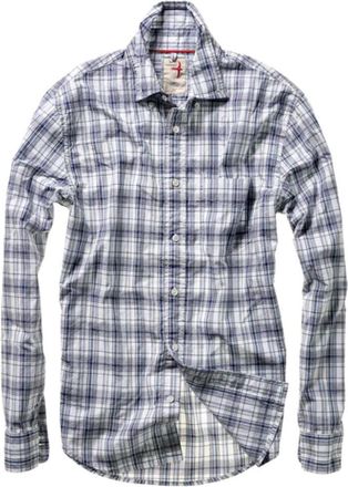 Relwen Mens Broadcloth Madras In White/blue Plaid