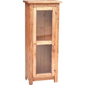 Biscottini International Vetrinetta Country in legno massello di tiglio finitura naturale 40x25x98 cm