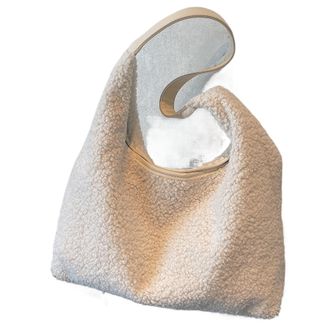 Generic Womens Plush Bags Women Plush Shoulder Bag Cute Fluffy Tote Handbag Large Capacity Soft Top Handle Fuzzy Purse For Autumn Winter(White)