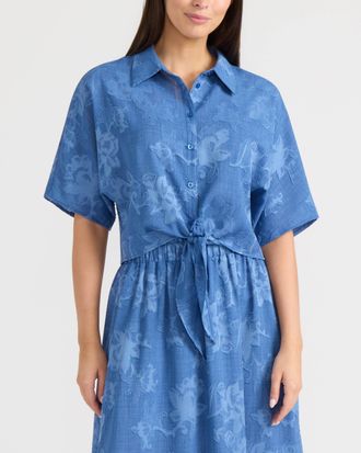 Ellen Tracy Womens Dolman Sleeve Tie Front Shirt