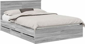 vidaXL Estructura De Cama Gris Sonoma 140 X 200 Cm Madera Ingenieril Vidaxl