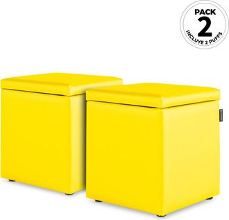 Happers Happers - Puff Cubo Arc&oacute;n Polipiel Amarillo Pack 2 Unidades Amarillo