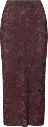 Liu Jo Knit Longuette Lam&eacute; Punto Pizz - Dames - Kokerrokken - Rood - M - Katoen - Rokken