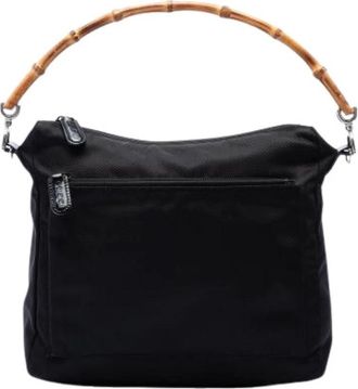 Gucci Pre-owned Bamboo Top Handle Satchel - Dames - Vintage Schoudertas - Zwart - ONE Size - Nylon - Vintage