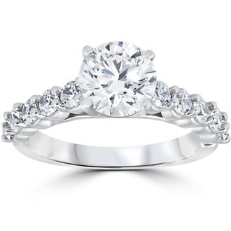 Pompeii3 Diamond Engagement Ring 2 1/2Ct Round Cut Solitaire 14K White Gold Lab Grown