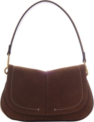 Gianni Chiarini Structured Round Shoulder Bag in Cognac Suede