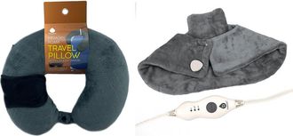 Pursonic Electric Neck & Shoulder Heating Pad + Memory Foam Travel Pillow in Grey at Nordstrom